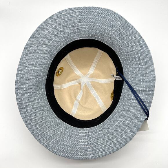 CLARE V Light Denim Bucket hat Women XS Small Light Blue Herringbone Grommet NEW main image 4